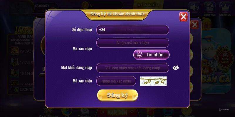 Đăng ký tham gia đánh game bài rất đơn giản